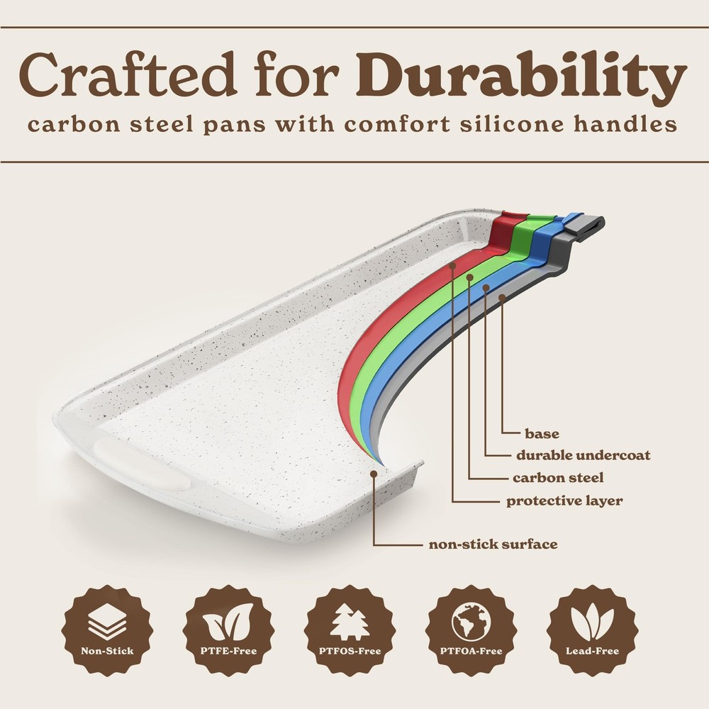 Country Kitchen Nonstick Stackable Bakeware Set - Durable, Easy 14 Pcs, Cream