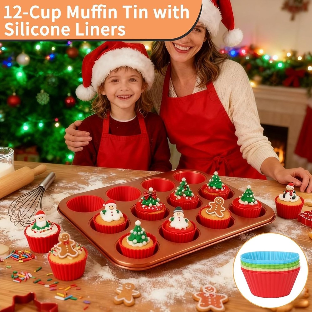 Baking Pans Set 6-Pieces, Non Stick Bakeware Set Stackable, with Cookie Sheet, M