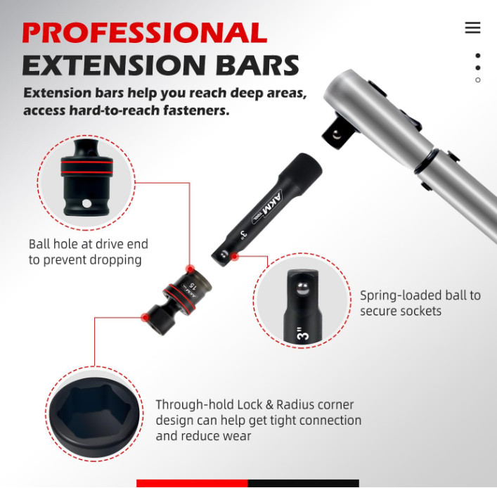 3/8" Drive Universal Impact Socket Set, 20 Piece Swivel Socket Set, Universal