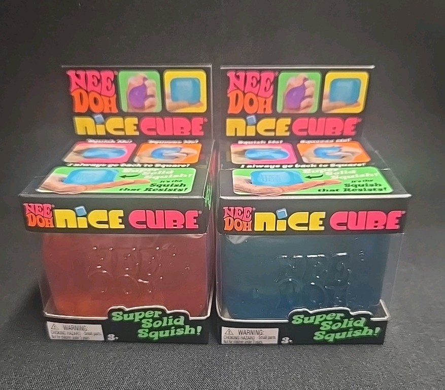 NeeDoh Nice Cube Super Solid Squish Set Of 2 Pink & Blue