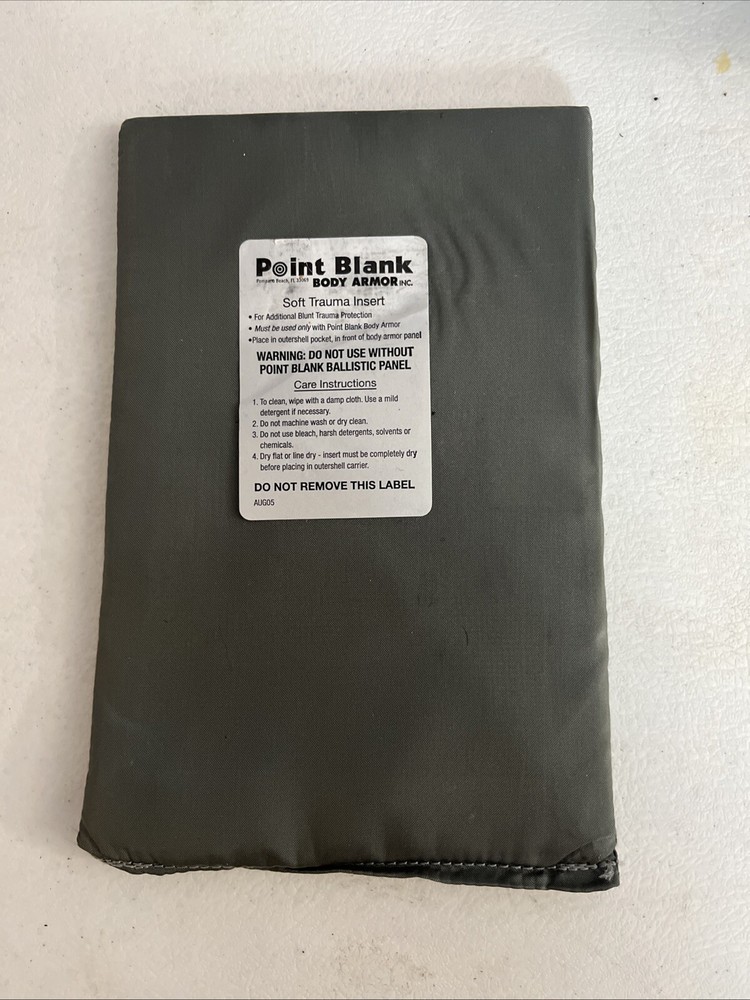 Point Blank branded Black Soft Trauma Plate Insert - 5" x 8" Grey