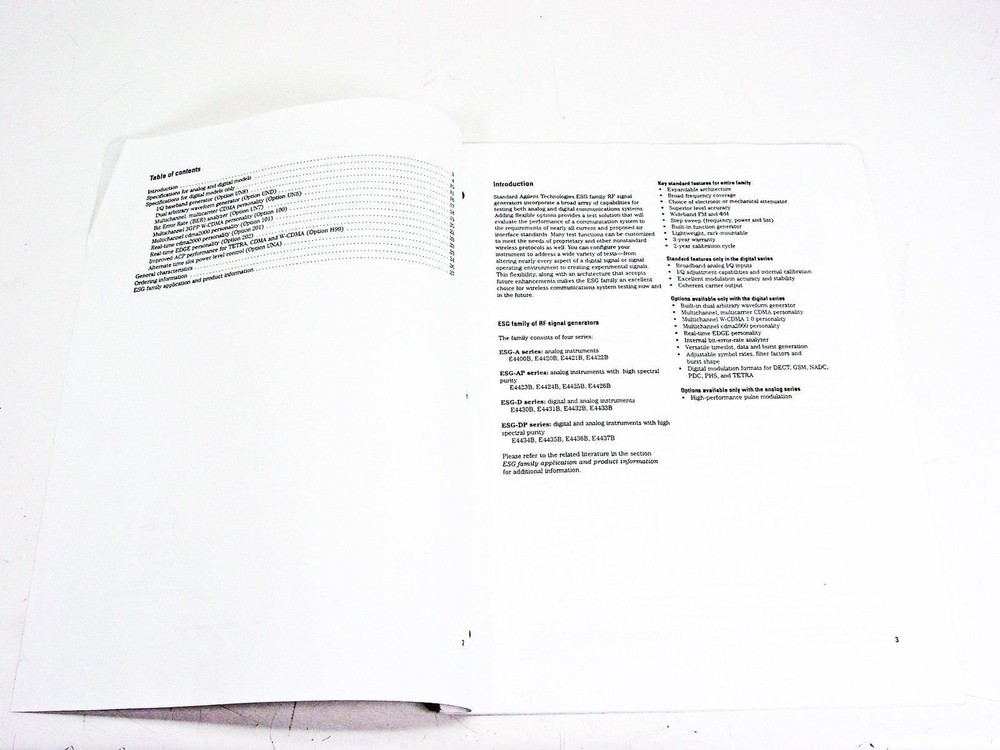 HP Technical Specifications ESG Family / RF Signal Generators