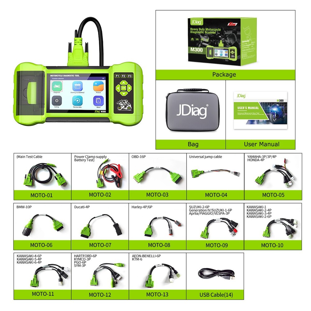 US M300  Scanner OBD2 Motorcycle All System Diagnostic Fault Code Reader 2026