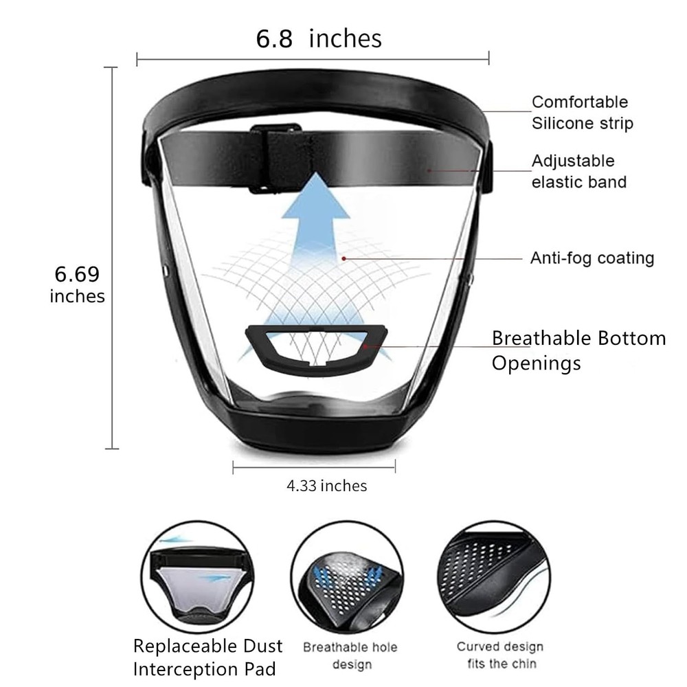 Full Face Shield for Yard Work & Woodworking, Wide View Clear Visor with Anti...