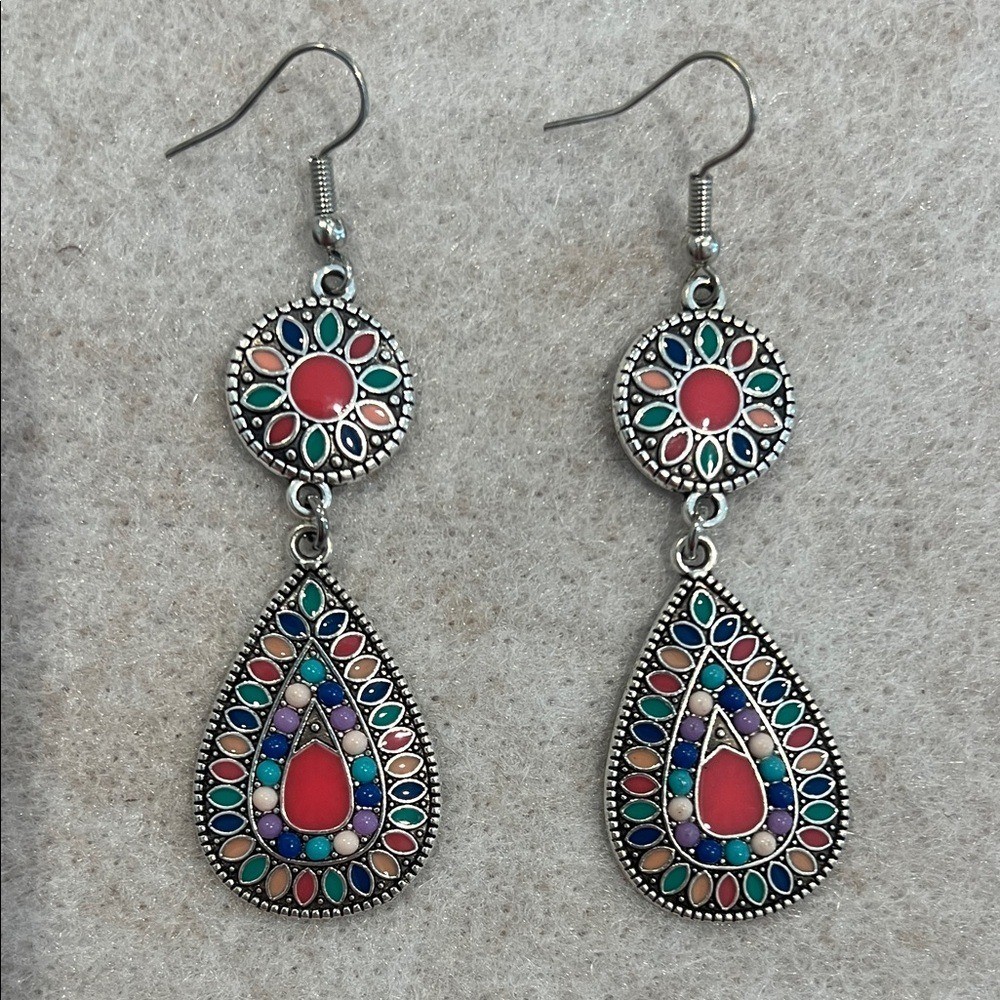Colorful Teardrop Dangle Earrings