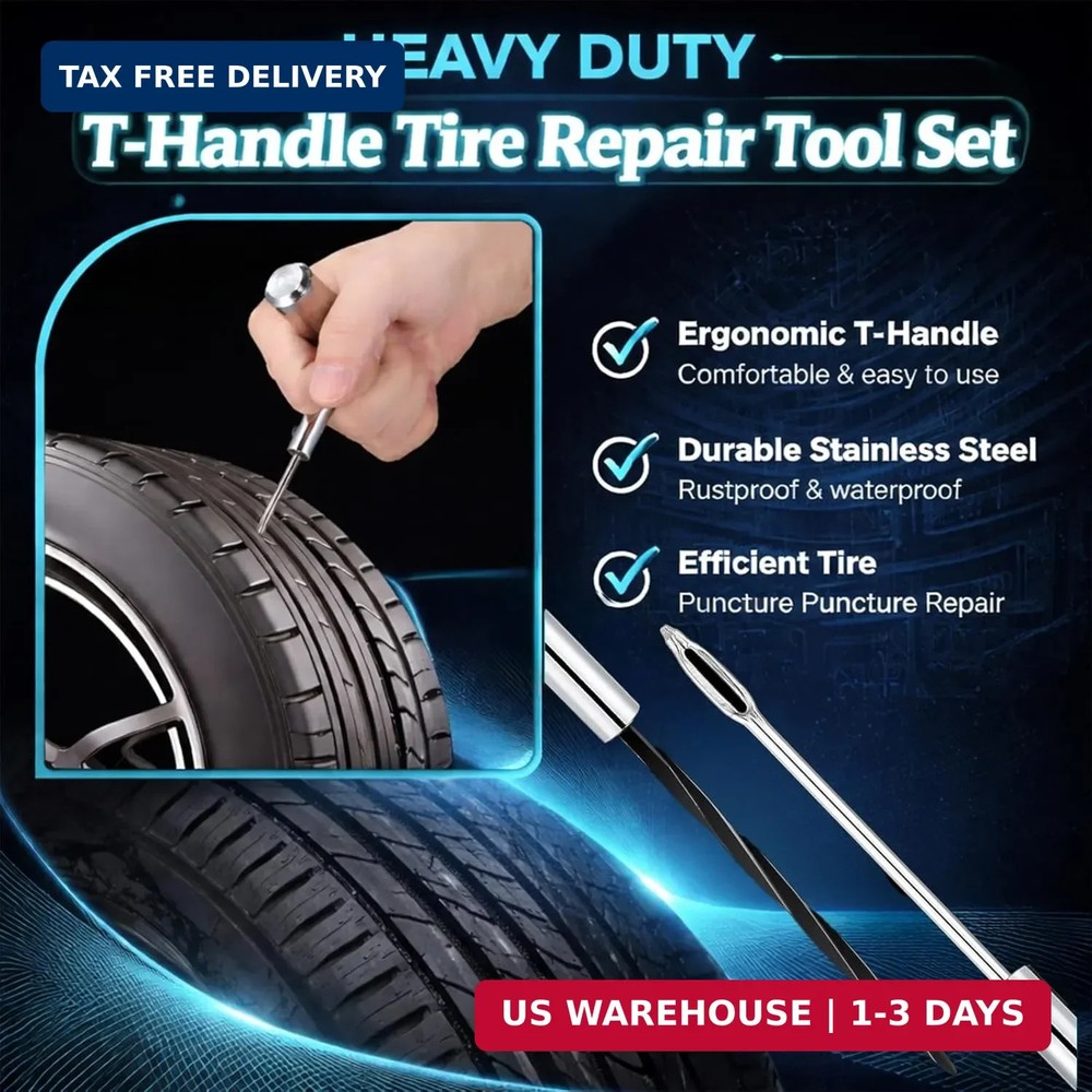 Auto Stainless Steel Solid T-Handle Set - Pro Heavy Duty Spiral Probe & Split Ey