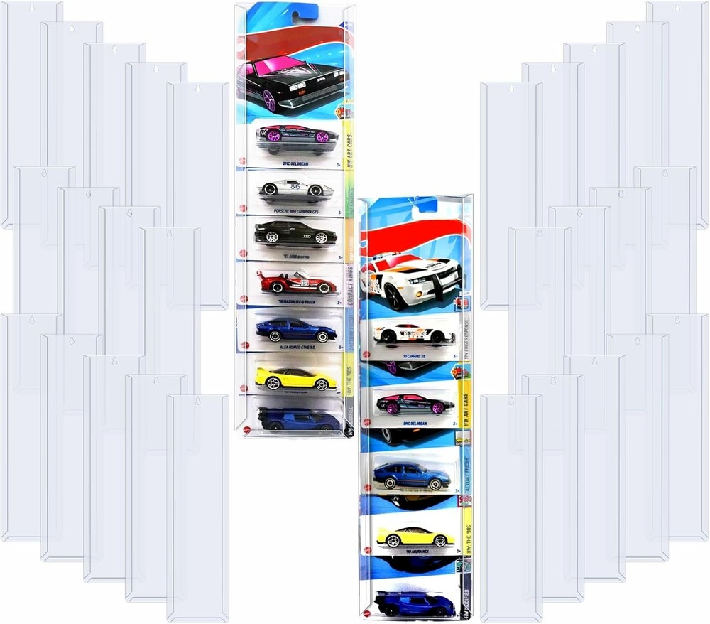 30 Pcs Model Car Display Case Wall Mount Compatible with Hot Wheels Matchbox ...