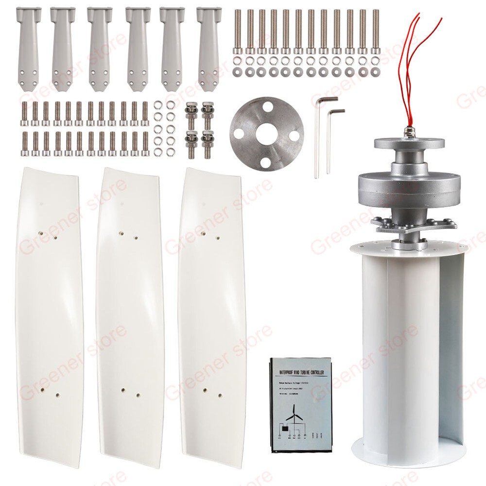 3000W 12V 24V 48V Vertical Axis Wind Turbine Generator Kit Inverter Controller
