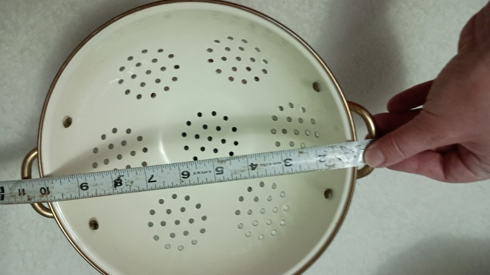 Vintage Cornucopia Colander White Enamel Colander Strainer Fruit