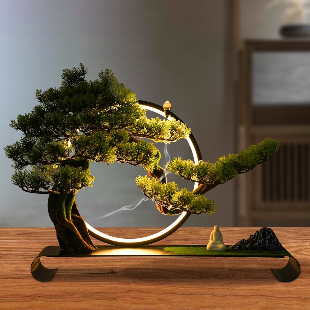For Backflow Incense Antique Artificial Pine Tree With Lamp Rings Decoration