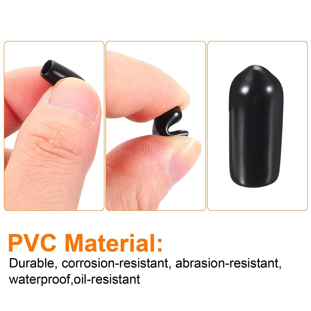 100pcs Pegboard Hook Tip Protector Rubber End Caps Inner Dia 4mm Black