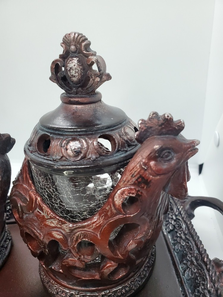 Three Rooster Incense Burner With Tray