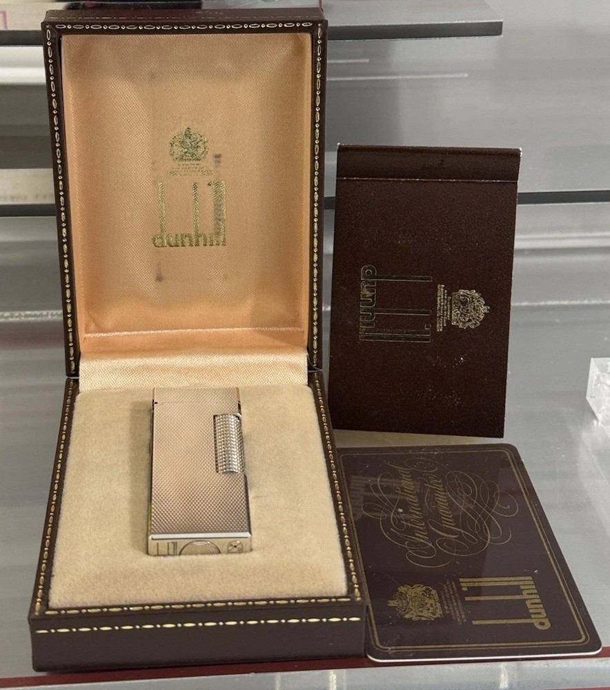 Vintage Dunhill Rollagas Silver Plated Lighter Boxed