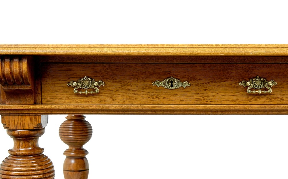 LARGE 19TH CENTURY CARVED OAK LIBRARY TABLE