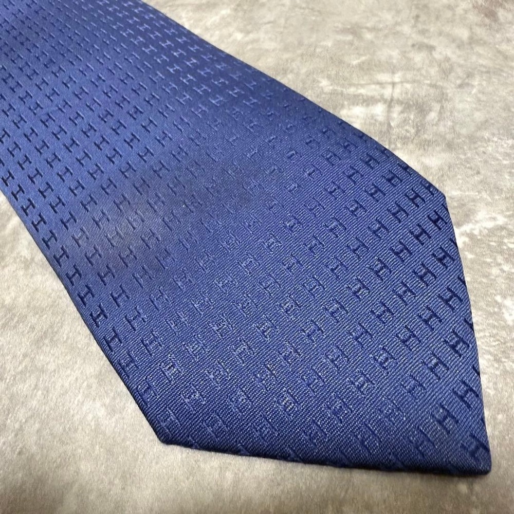 HERMES Tie Navy Fason H Pattern
