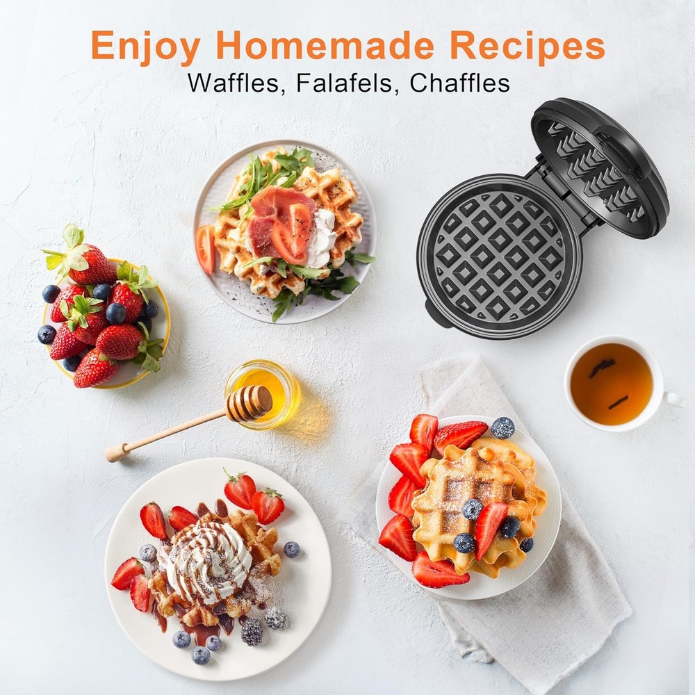 Mini Waffle Maker, 4" Chaffle Maker with Compact Design,Easy to Clean,Non-Stick