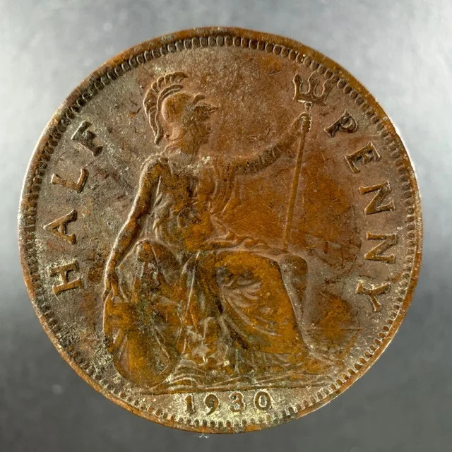 1930 Great Britain Half Penny Lightly Circulated