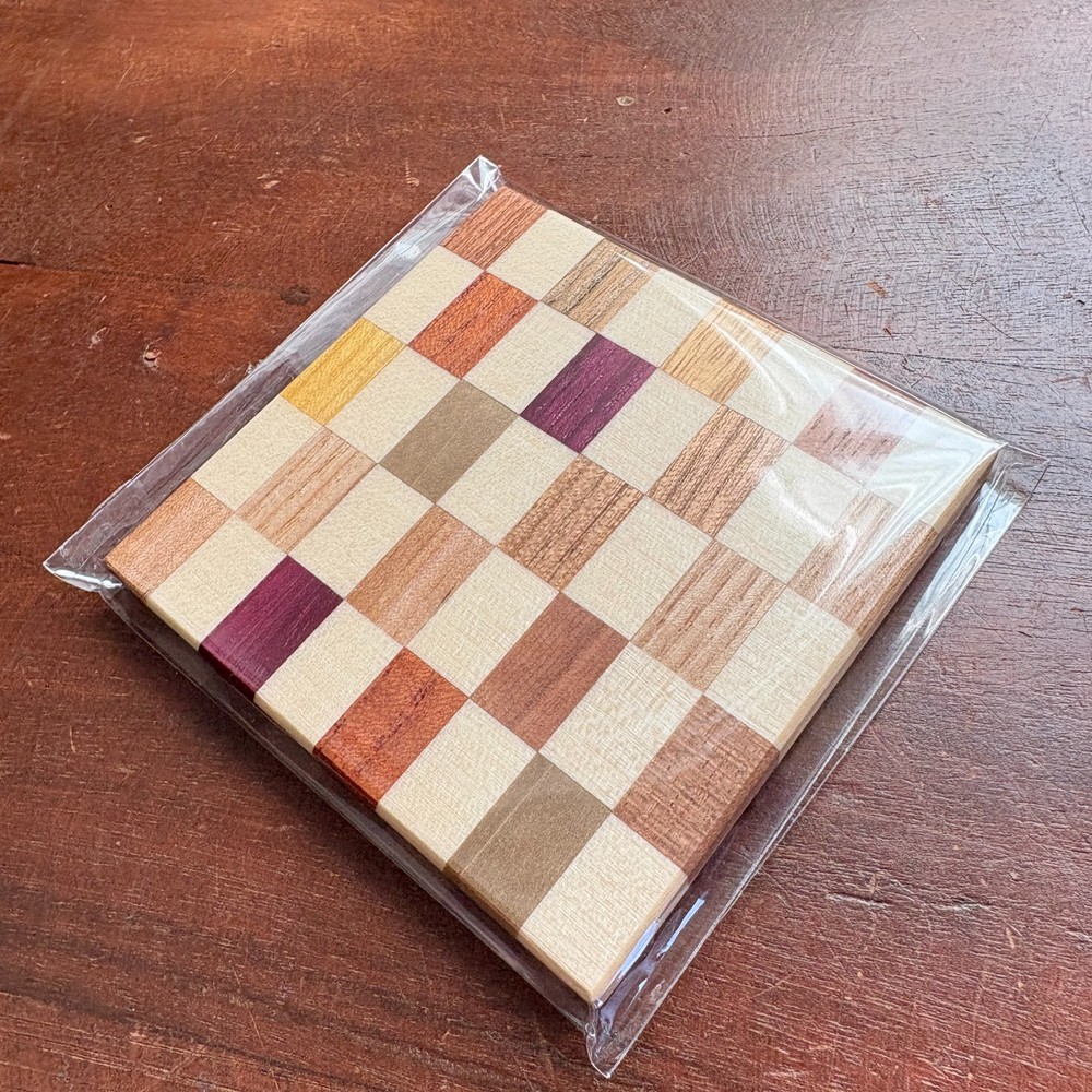 Ruchie Yosegi Wood Checkered Coaster M size