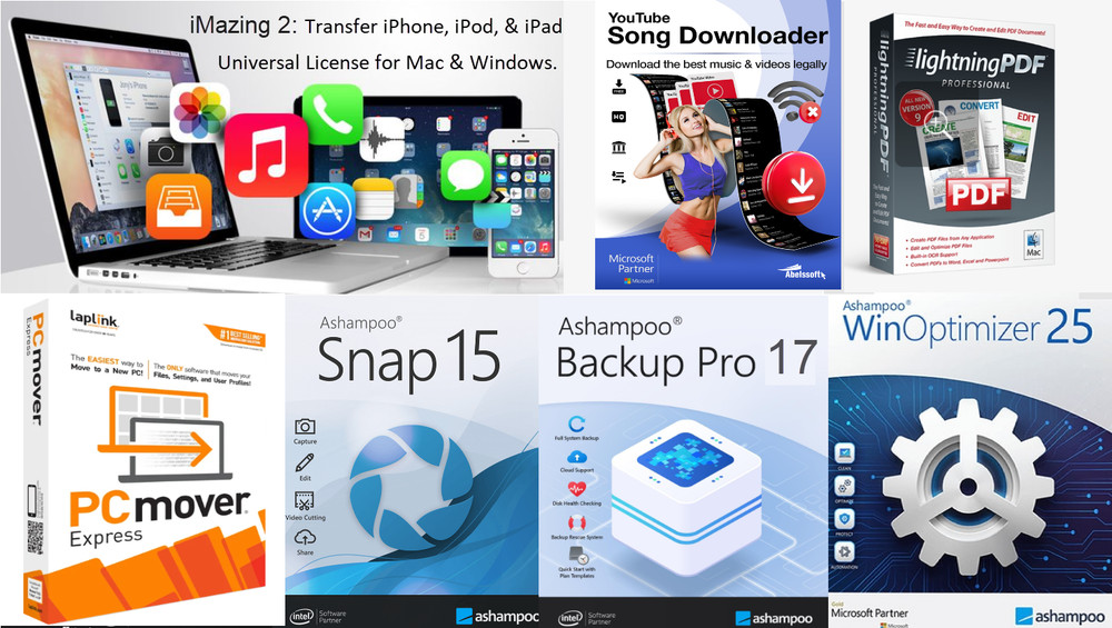 Ashampoo WinOptimizer 25 -Snap 15 -Lightning PDF⁠ - PCmover Express PC [DISC]