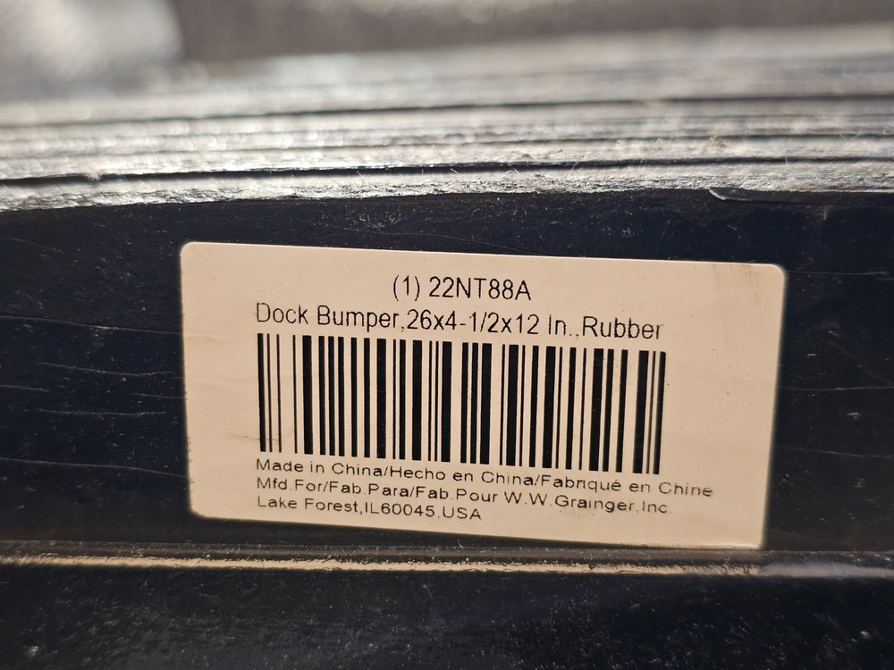 Dock Bumper 22NT88A 26"x4-1/2"x12" Rectangular, Laminated Rubber