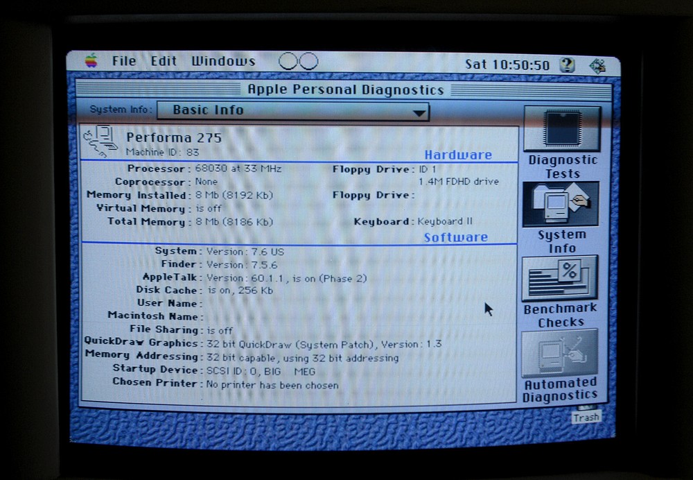 Apple Personal Diagnostics Software for Vintage Macintosh 68xxx Computers
