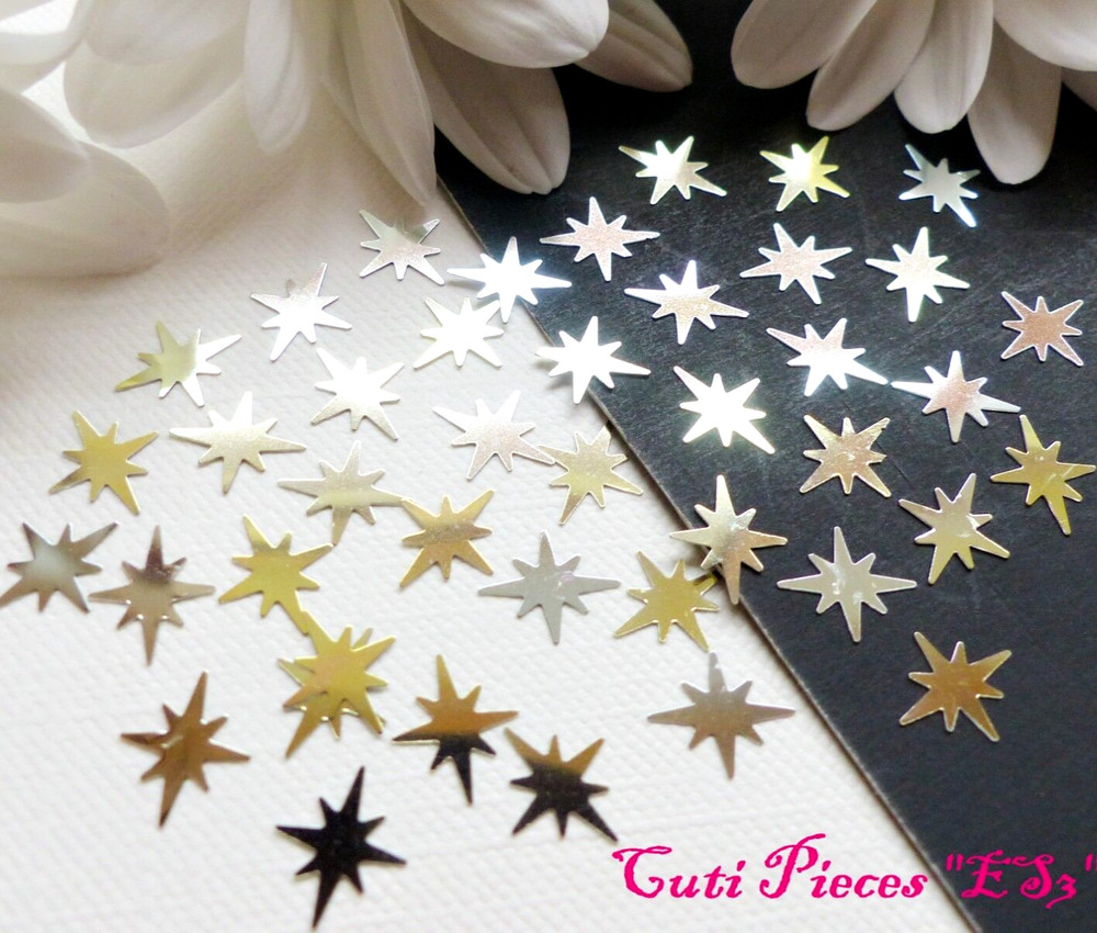 Nail Art Glitter Holographic Gold Mix Exploding Stars Small Pack Spangle ES3