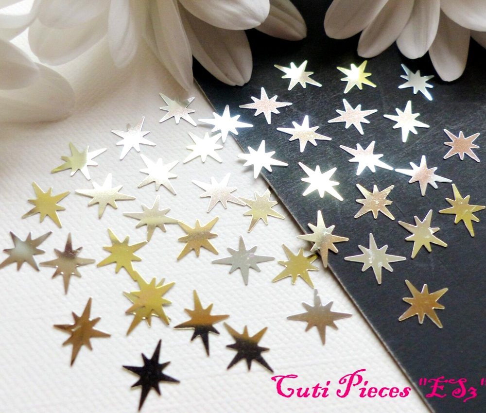 Nail Art Glitter Holographic Gold Mix Exploding Stars Small Pack Spangle ES3