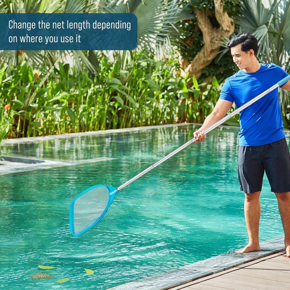 Pool & Spa Skimmer Net with Telescoping Pole 32"-5ft Fine Mesh Pool Cleaner