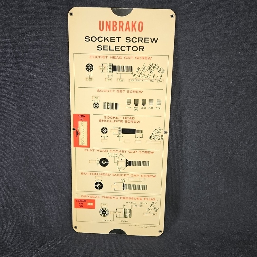 Unbrako Socket Screw Selector Data Guide Slide Rule 1965 Perrygraf ADVERTISEMENT