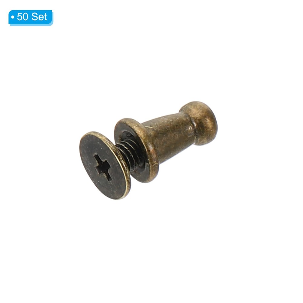 4mm Leather Rivets 50 Sets Round Button Head Studs Metal Screw Studs Posts Ch...