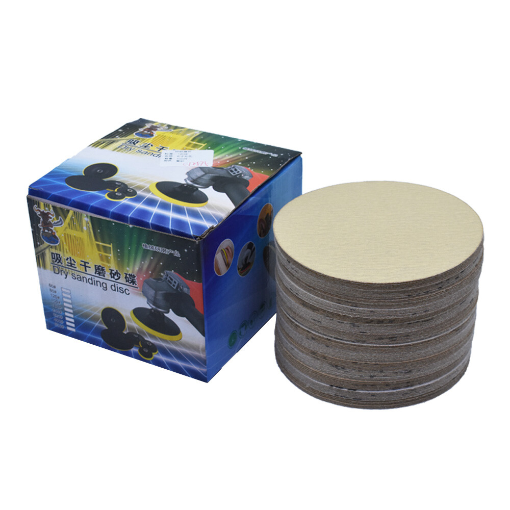 100 Pack 120 Grit 6" Disc Hook Loop Pads Sanding Discs Flocking NO-Hole