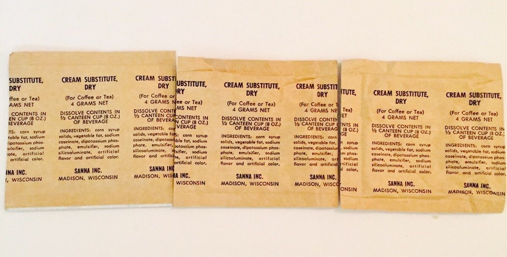 (3) Vietnam C Ration Accessory Pack Creamer Substitute, Dry