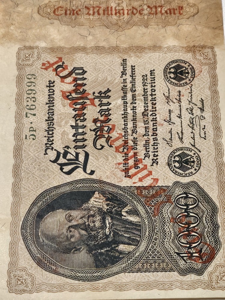 Germany banknote. Weimar. 1 Billion Banknote Bill