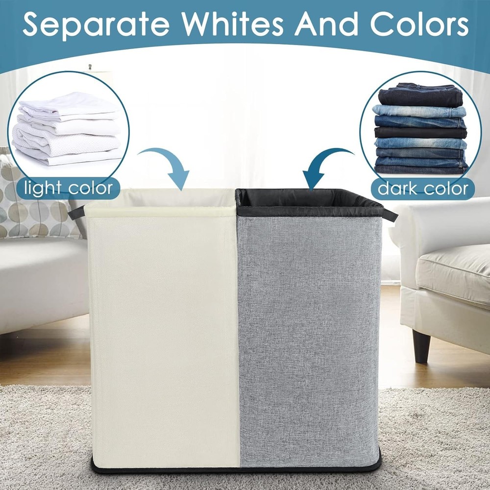 Large Hampers for Laundry 2 Compartment, Double Laundry Hamper 2 section for ...