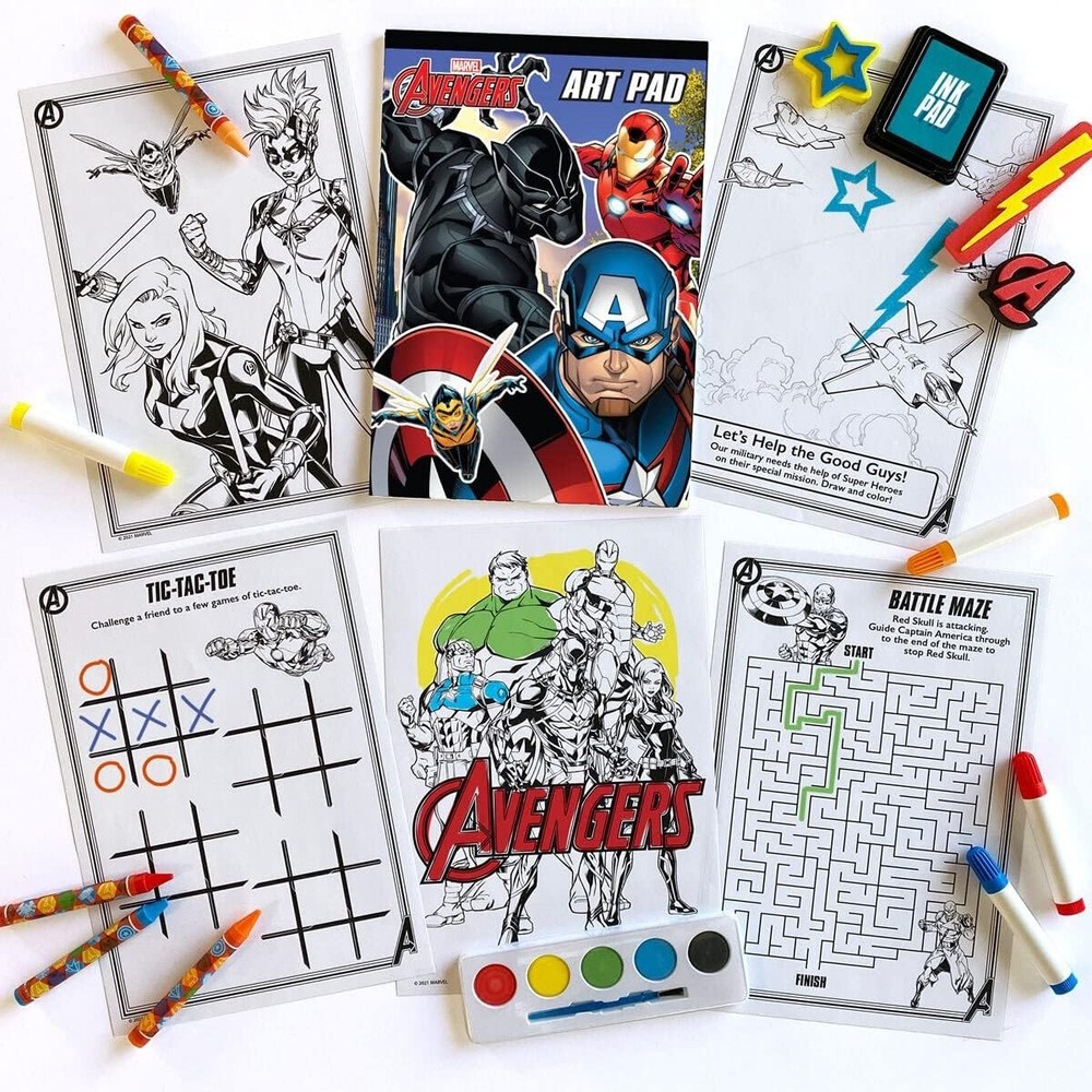Marvel Avengers Super Activity Collection Set with Mini Coloring Tools, Stickers