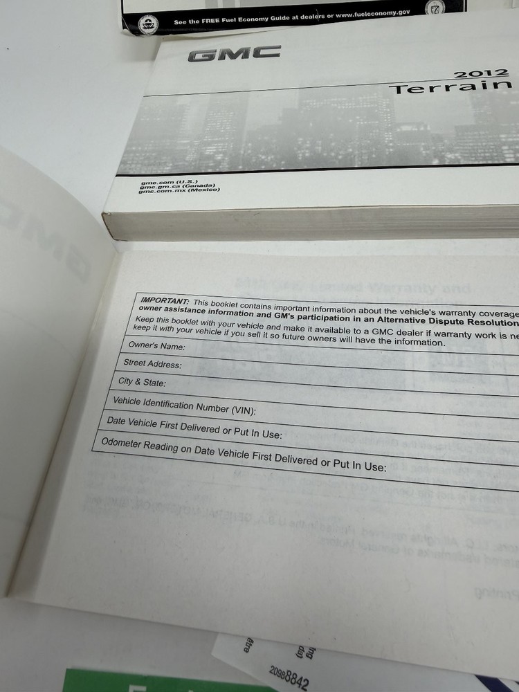 2012 GMC Terrain Owners Manual OEM Set