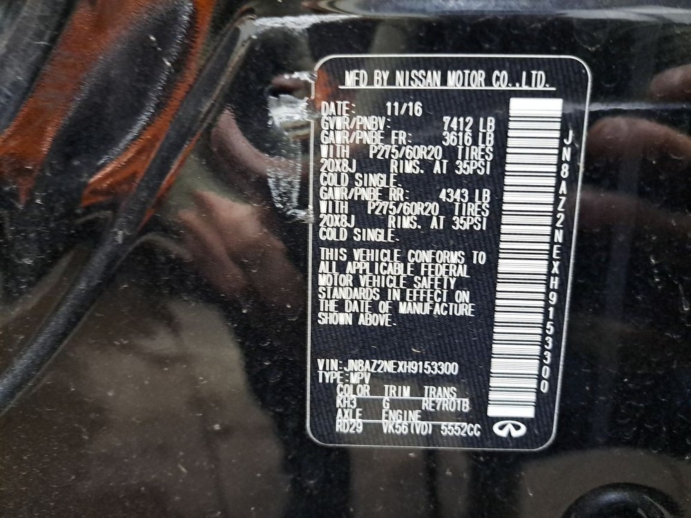 2017 Qx80 Jack Sku#4412602