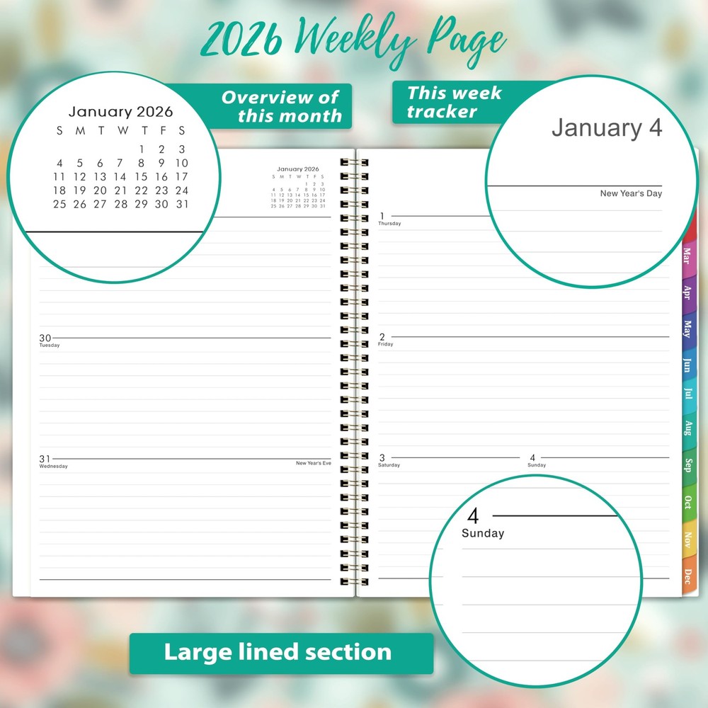 2026 Planner - 2026 Weekly and Monthly, Large, Green