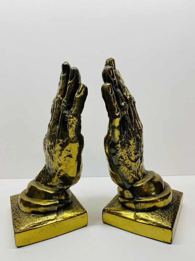 Vintage Cast Metal Brass Bookends 9" Tall