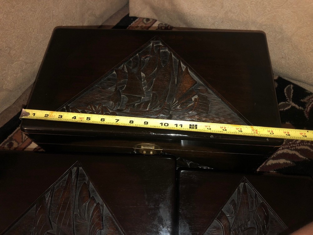 Unique Hand Crafted Stackable Storage Chests~Locks/Keys~Beautiful ShipCarvings