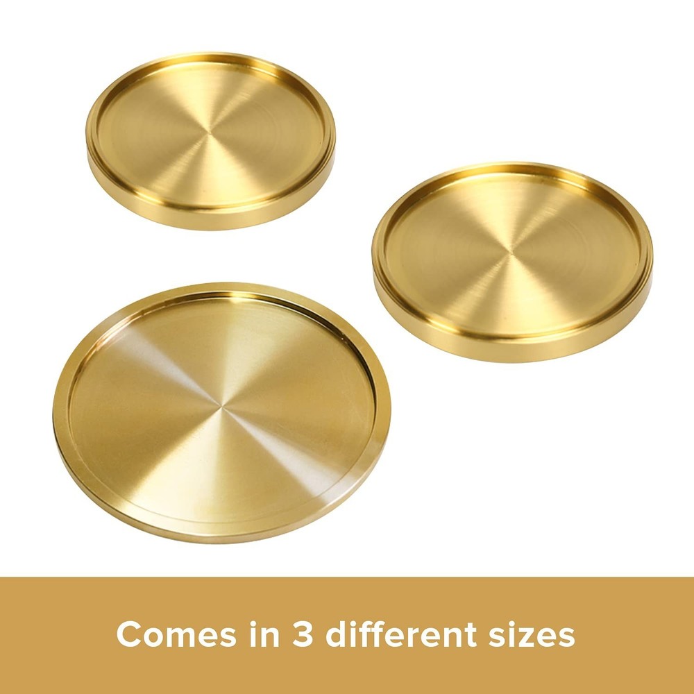 Heavy Brass Coasters for Drinks (6-Pack) - Solid Bronze Gold Coasters - Class...