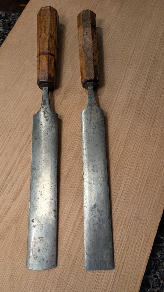 2 Enormous Thomas Ibbotson Incannel Carving Gouges, 1 1/4" And 1 1/2"