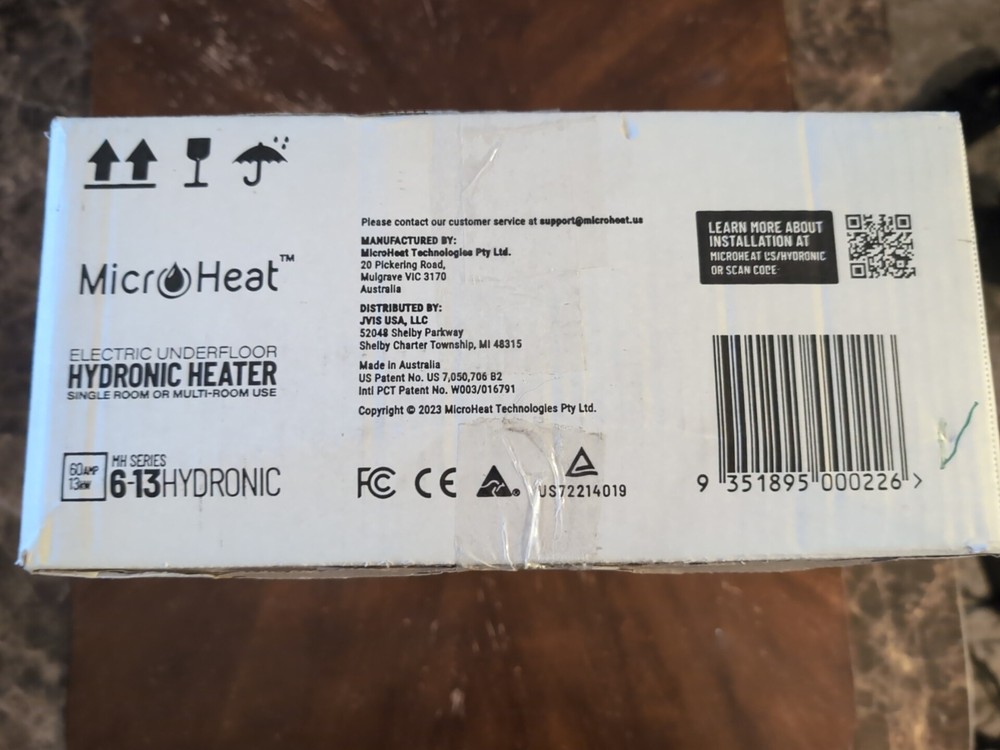 NEW JVIS USA MicroHeat 6-13 Electric Underfloor Hydronic Heater. 240V 1ph 60 HZ