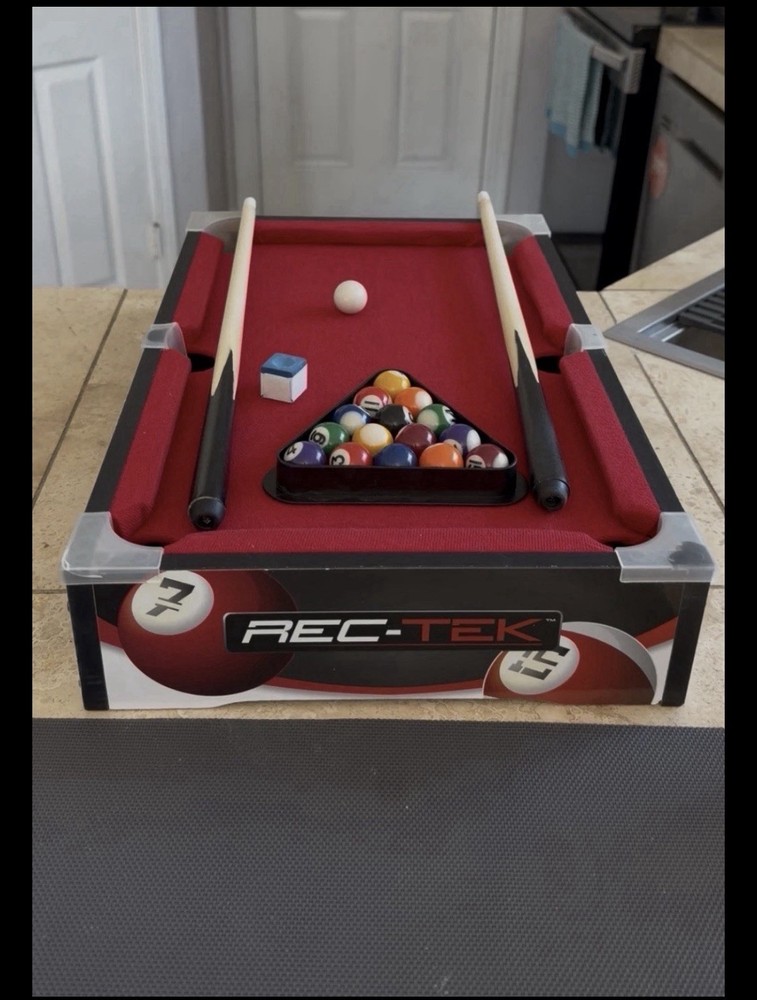 Rec-Tek Light Up Billardsd Blue Mini Pool Table With Box
