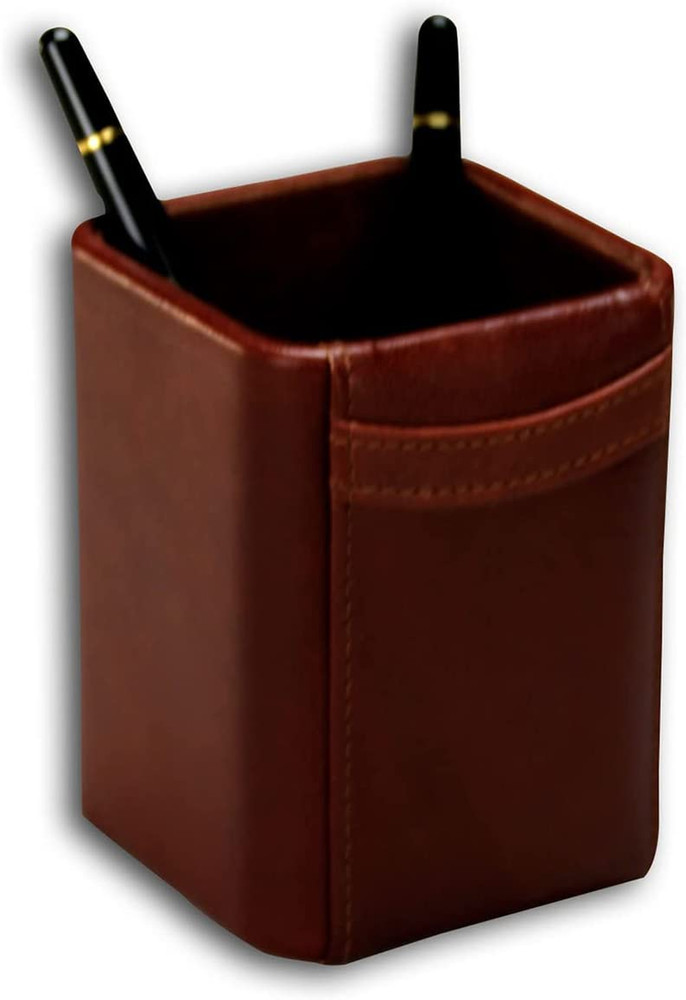 Mocha Leather Pencil Cup