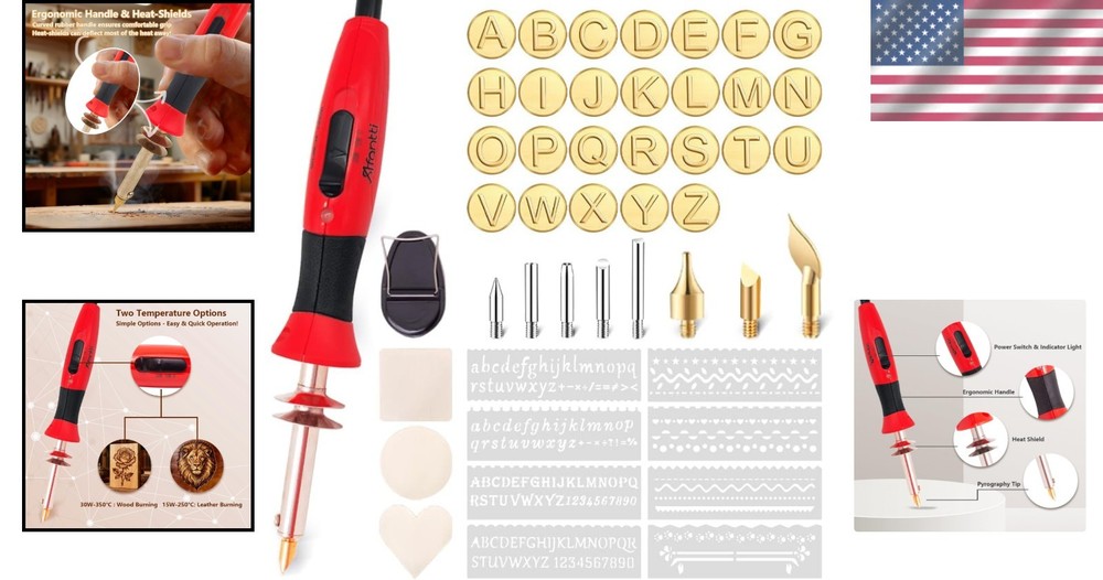 Versatile Wood Burning Pen Kit - Ergonomic, Adjustable Temperature & Accessories