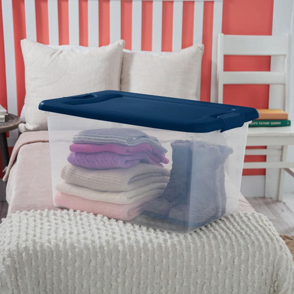 6-Piece Color Series, 64-Quart Capacity, Blue Option—Stackable Storage Boxes