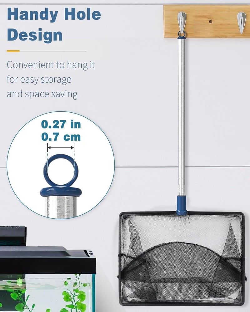 Versatile 8 Inch Aquarium Fish Net with Extendable Handle for Safe Transfers