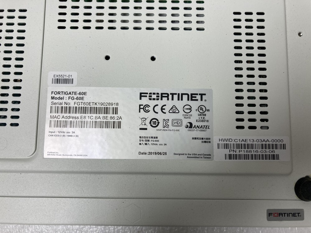 Fortinet Fortigate 60E FG-60E Network Security Firewall *No AC Adapter*