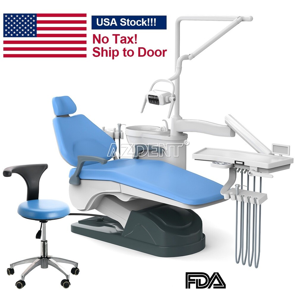 Dental Unit Chair Computer Controlled +Stool Silla Kit/Post Mounted Utility Tray
